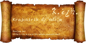 Krajcsirik Ádám névjegykártya
